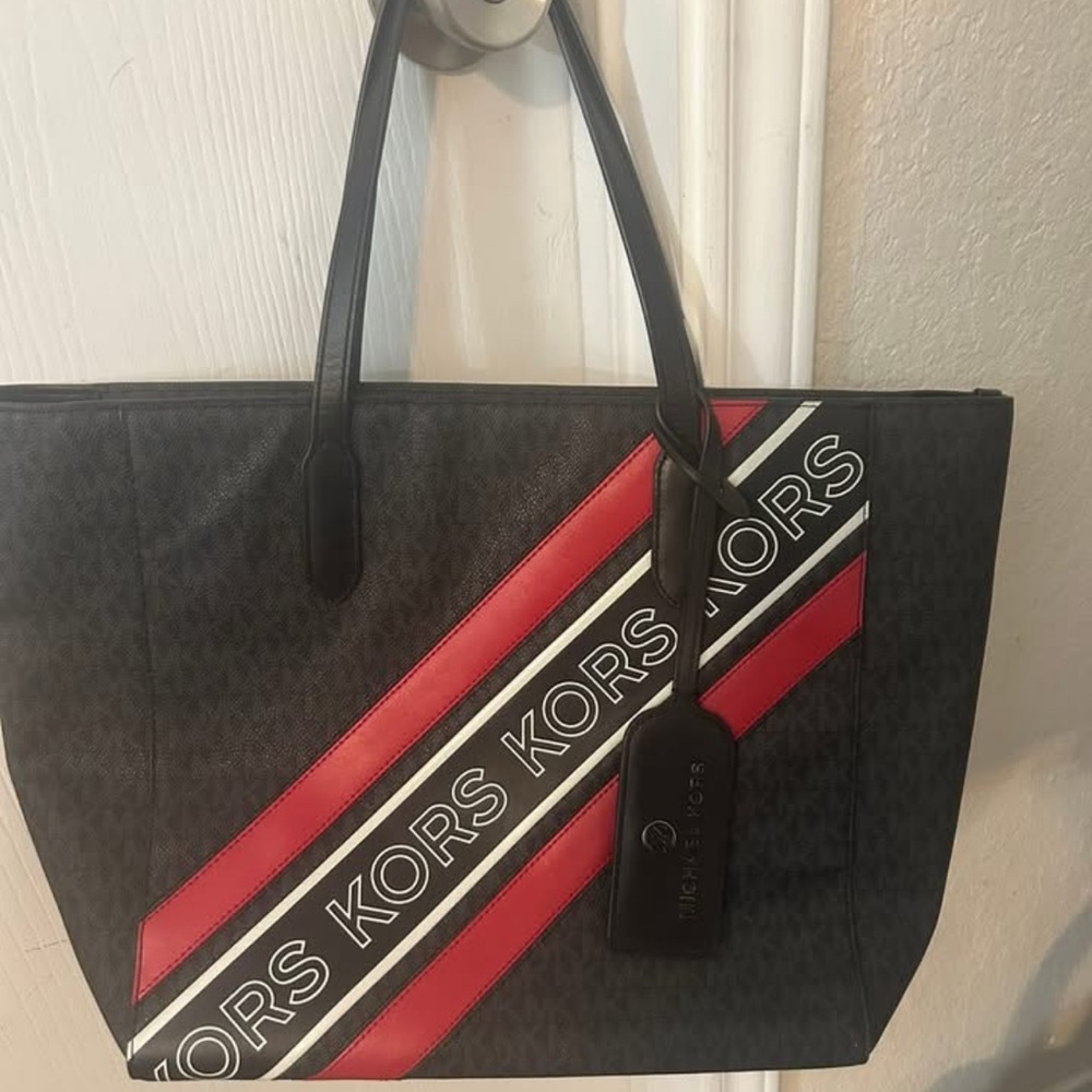 Michael Kors Black and Red Tote Bag